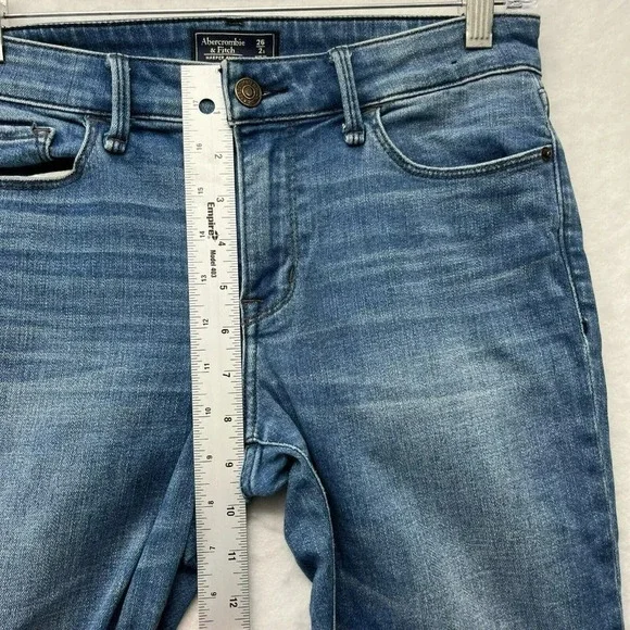 Abercrombie & Fitch Jeans Women's Sz 25 Blue Harper Ankle Cropped Raw Hem Denim - Picture 4 of 12